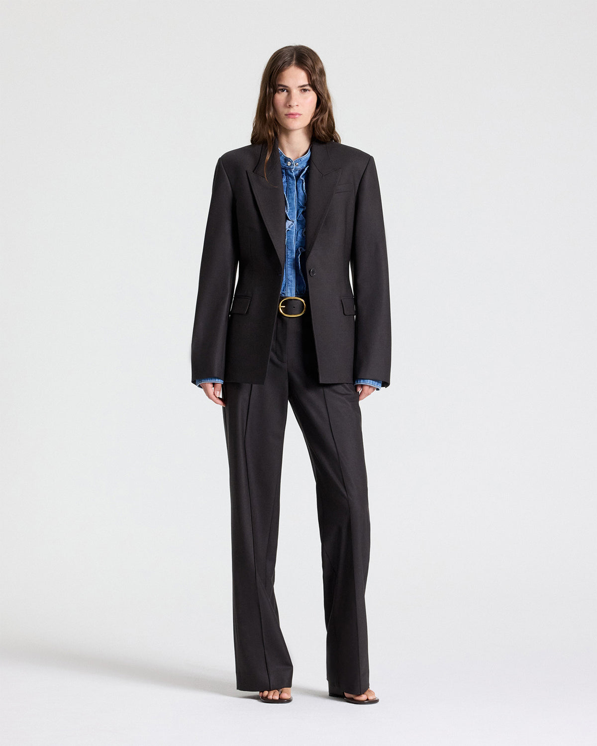 TWP Chocolate Jasper Blazer in Shiny Superstretch Wool view 4