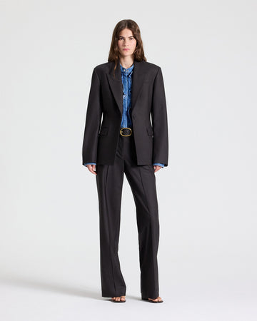 TWP Chocolate Jasper Blazer in Shiny Superstretch Wool view 4