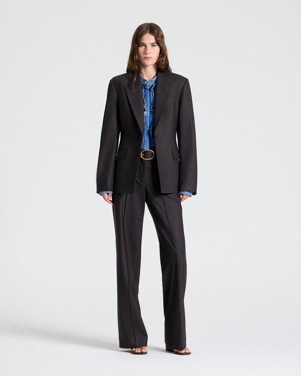 TWP Chocolate Jasper Blazer in Shiny Superstretch Wool view 4