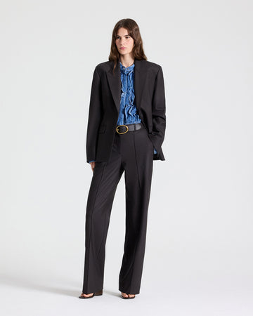 TWP Chocolate Jasper Blazer in Shiny Superstretch Wool view 2