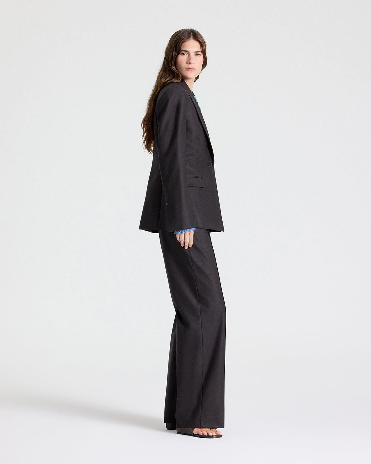 TWP Chocolate Jasper Blazer in Shiny Superstretch Wool view 5