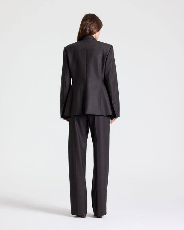 TWP Chocolate Jasper Blazer in Shiny Superstretch Wool view 6