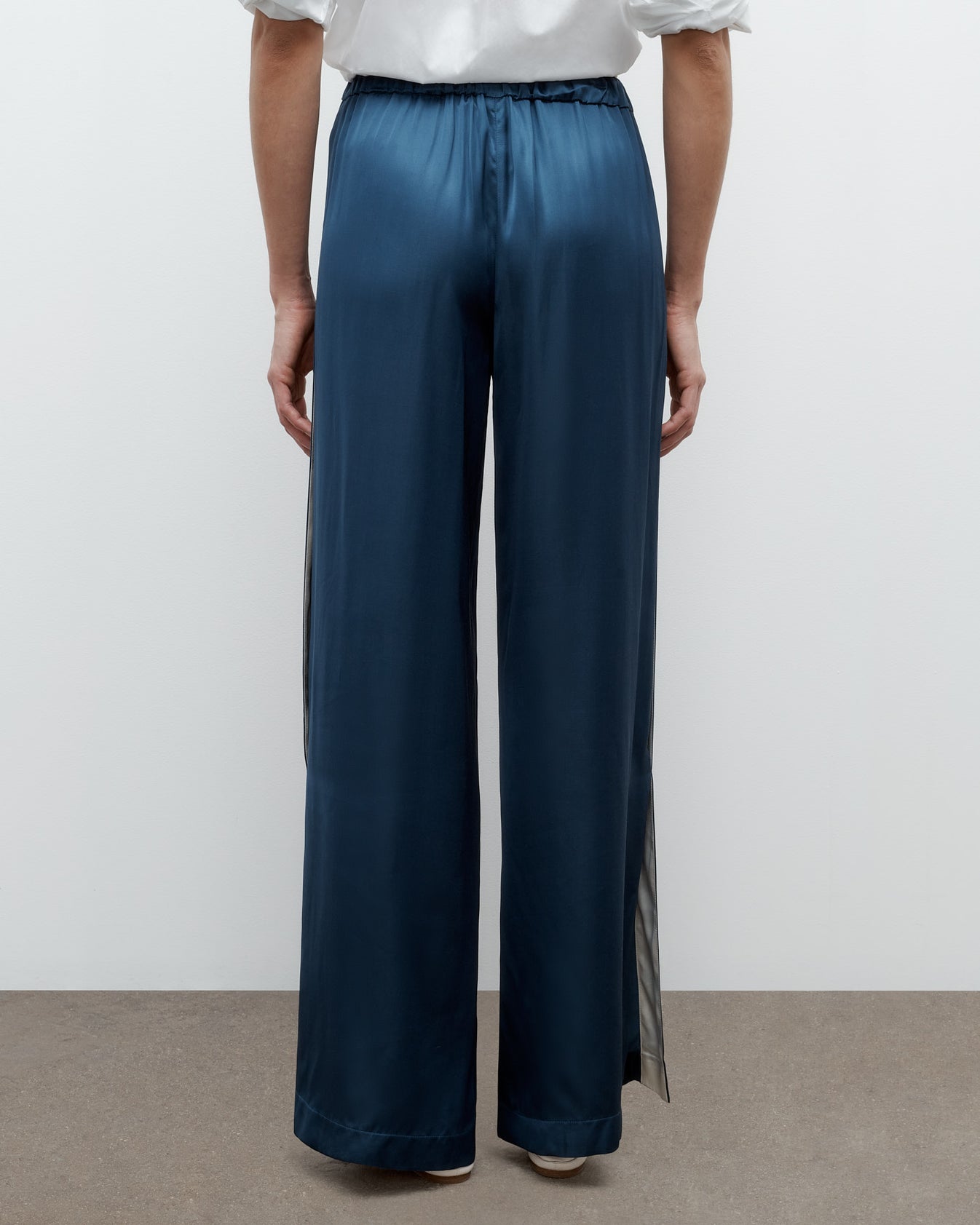 TWP Blue wing teal Eve PJ Pant in Shiny Satin view 5