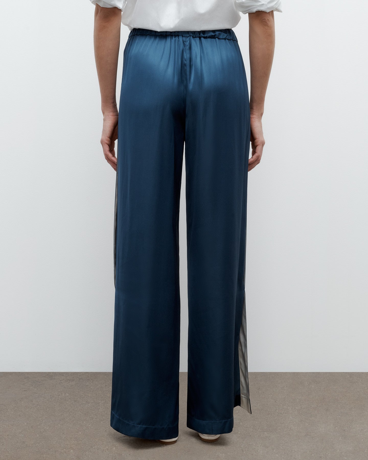 TWP Blue wing teal Eve PJ Pant in Shiny Satin view 5