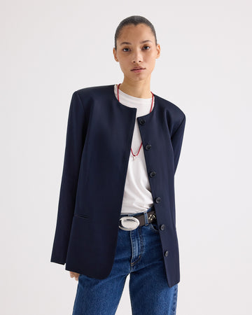 TWP Midnight Cecelia Blazer in Coated Viscose Linen view 3