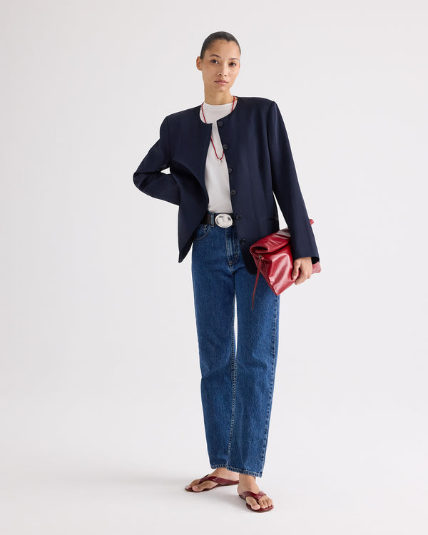 TWP Midnight Cecelia Blazer in Coated Viscose Linen view 1