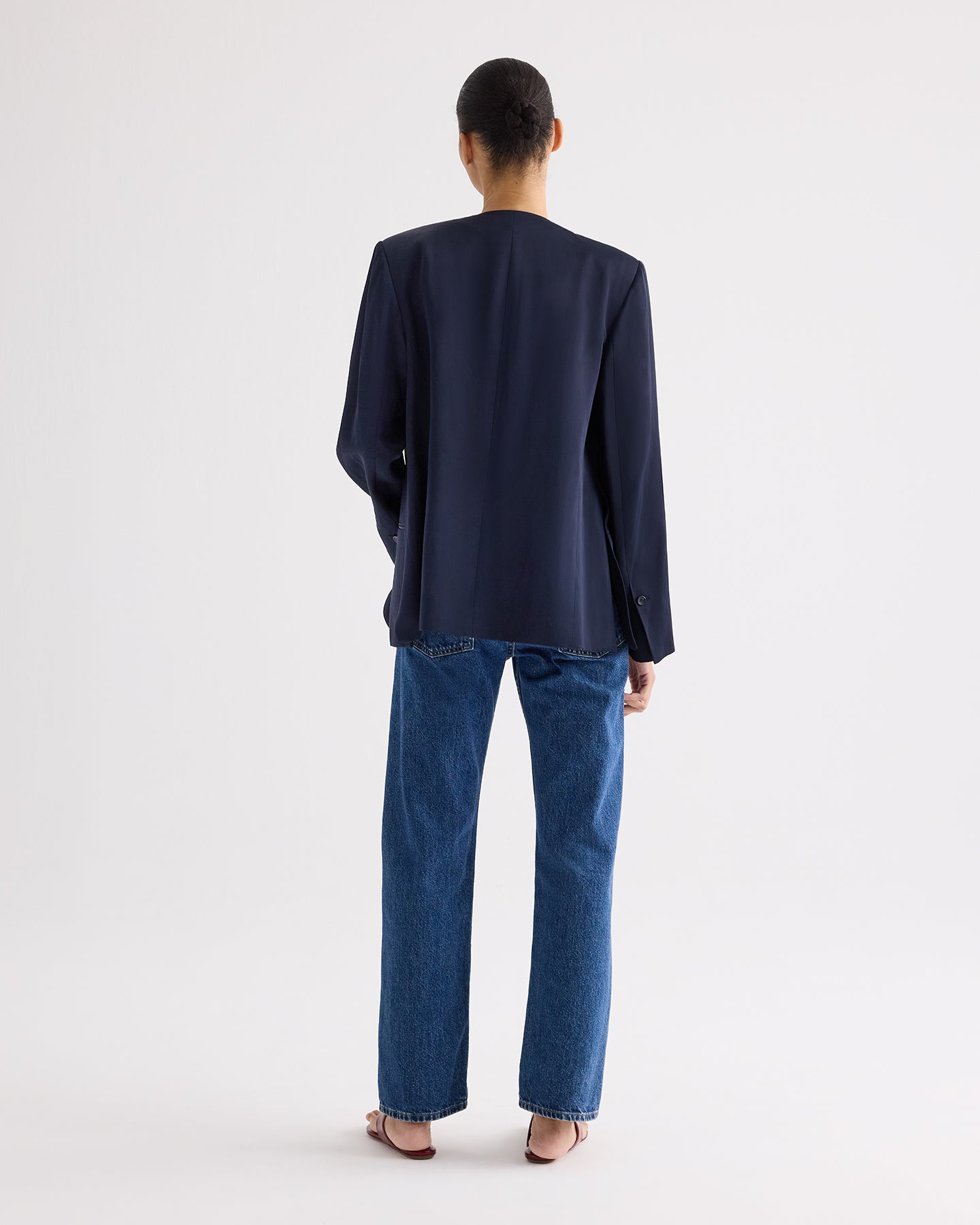TWP Midnight Cecelia Blazer in Coated Viscose Linen view 5