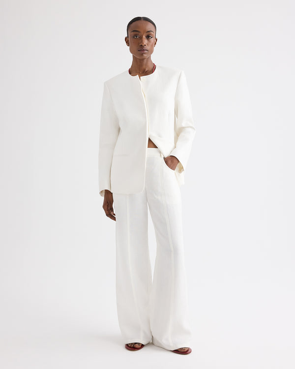 TWP Women's Slim Demie Pant in Washed Linen - Ivory