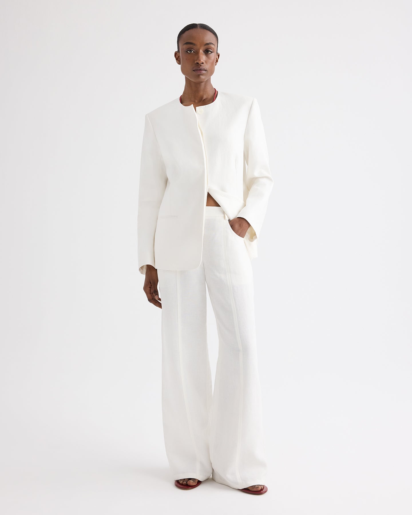 TWP Ivory Slim Demie Pant in Washed Linen view 1