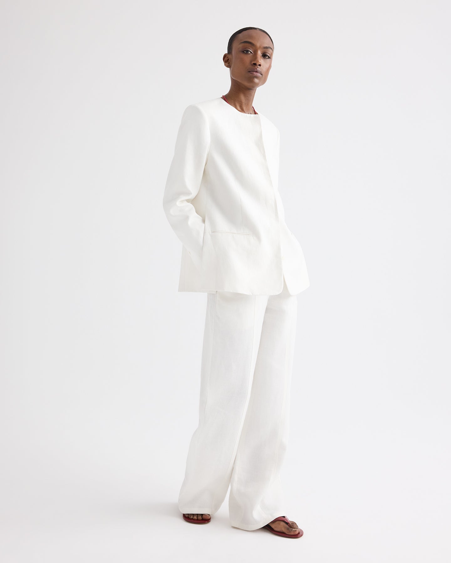 TWP Ivory Cecelia Blazer in Washed Linen view 2