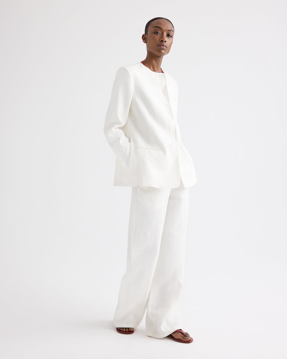 TWP Ivory Cecelia Blazer in Washed Linen view 2