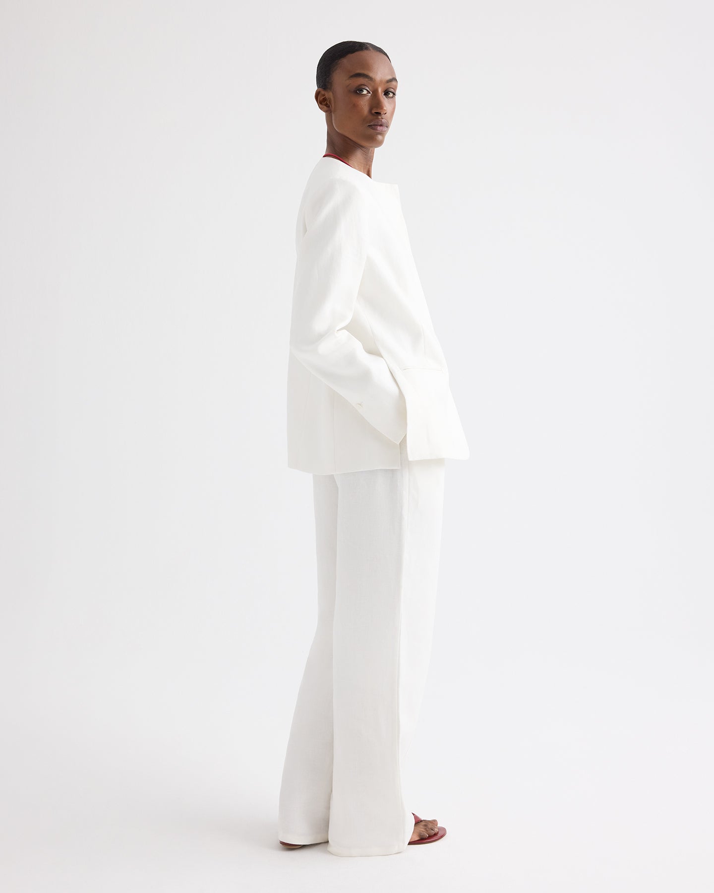 TWP Ivory Cecelia Blazer in Washed Linen view 3
