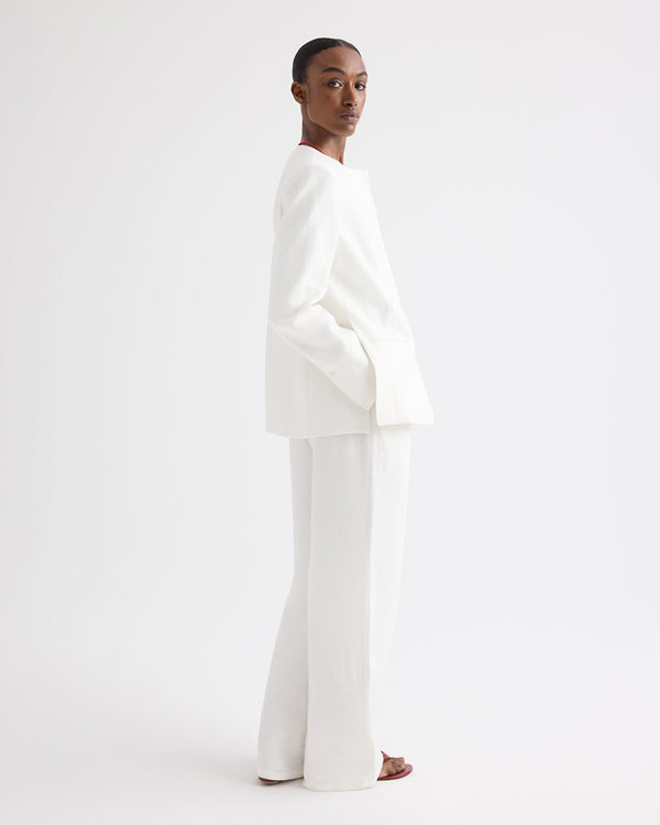 TWP Ivory Cecelia Blazer in Washed Linen view 3
