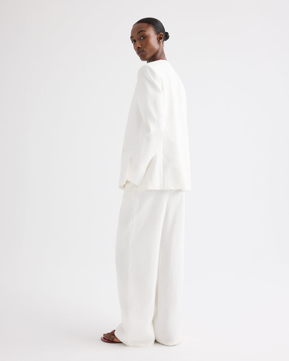TWP Ivory Cecelia Blazer in Washed Linen view 4