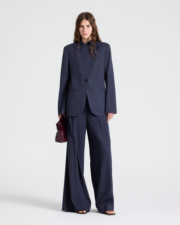 TWP Indigo Buttoned Up Blazer in Italian Wool Suiting view 6