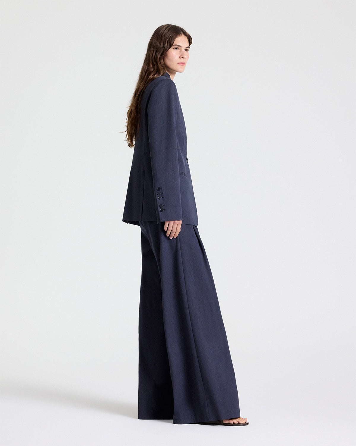 TWP Indigo Buttoned Up Blazer in Italian Wool Suiting view 2