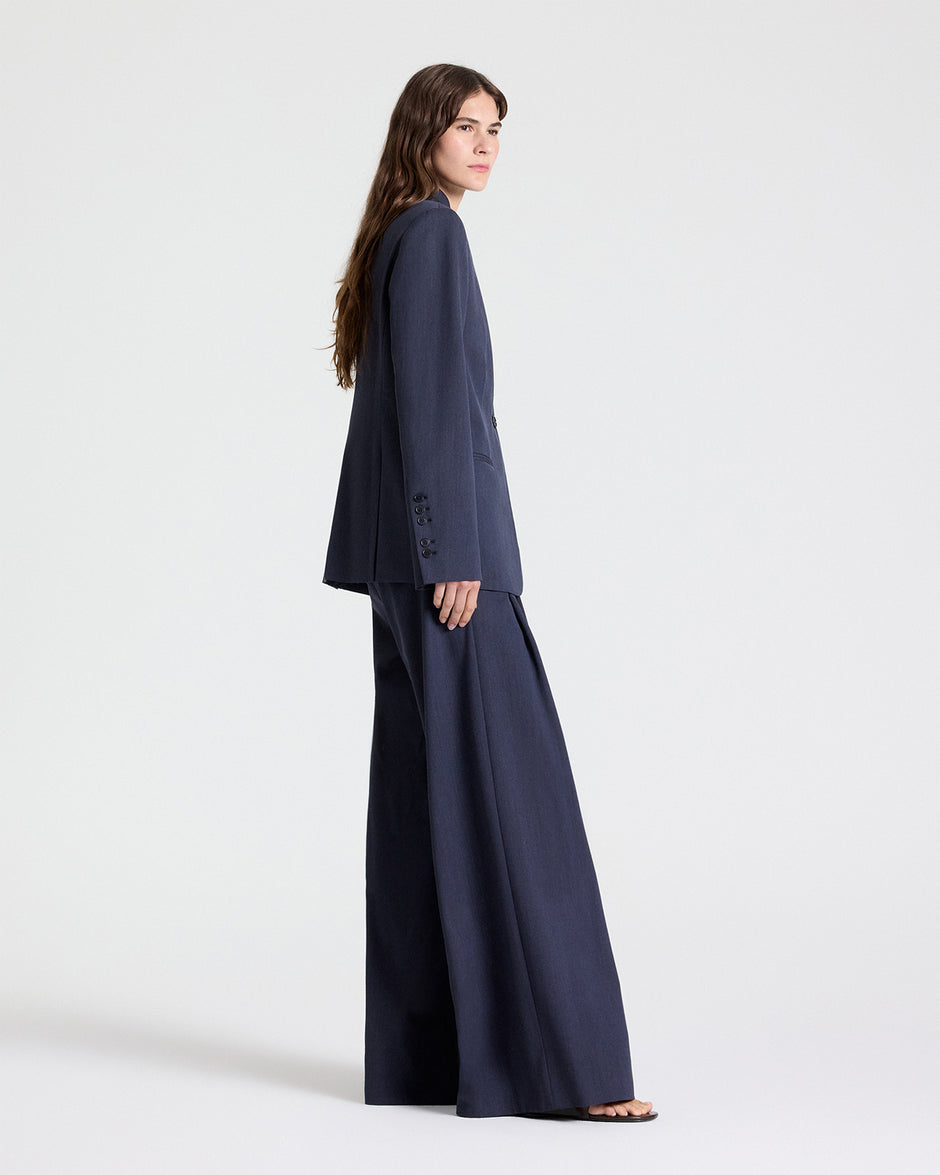 TWP Indigo Buttoned Up Blazer in Italian Wool Suiting view 2