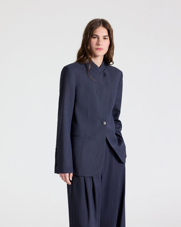 TWP Indigo Buttoned Up Blazer in Italian Wool Suiting view 4