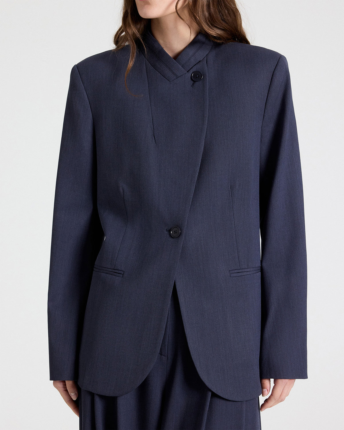 TWP Indigo Buttoned Up Blazer in Italian Wool Suiting view 5
