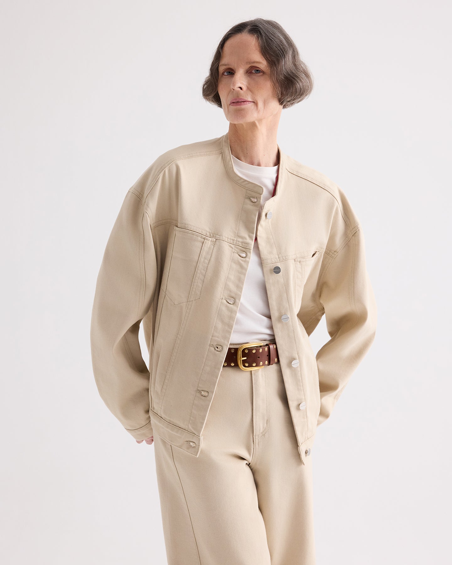 TWP Sandshell Dawson Jacket in Sandshell Denim view 1