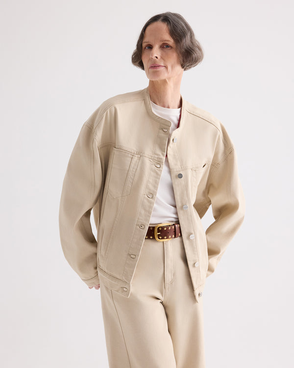 TWP Sandshell Dawson Jacket in Sandshell Denim view 1