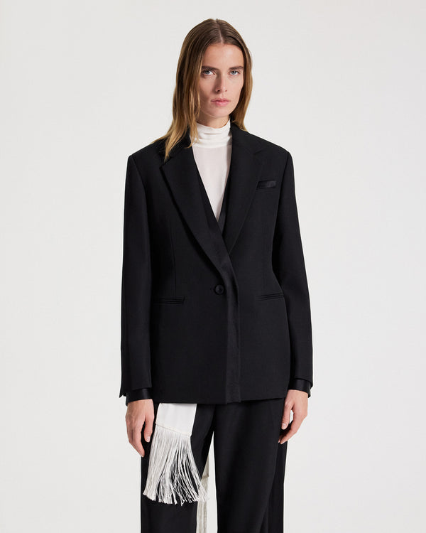 TWP Black The Walker Blazer in Compact Tux Wool view 2