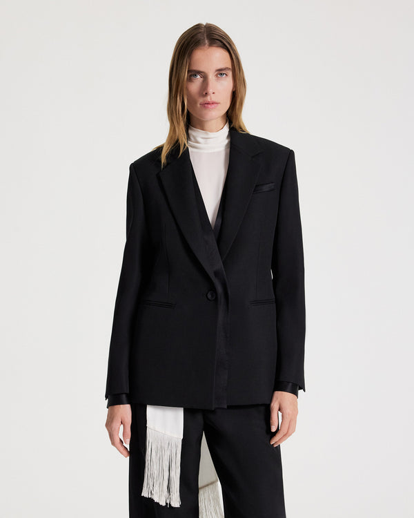 TWP Black The Walker Blazer in Compact Tux Wool view 1