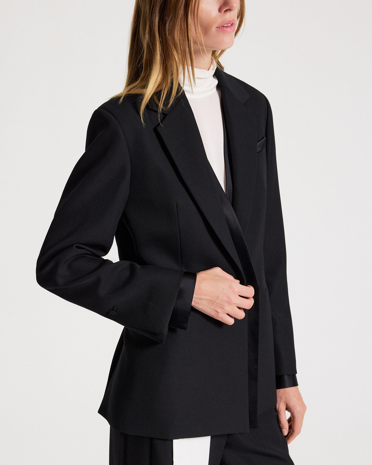 TWP Black The Walker Blazer in Compact Tux Wool view 3