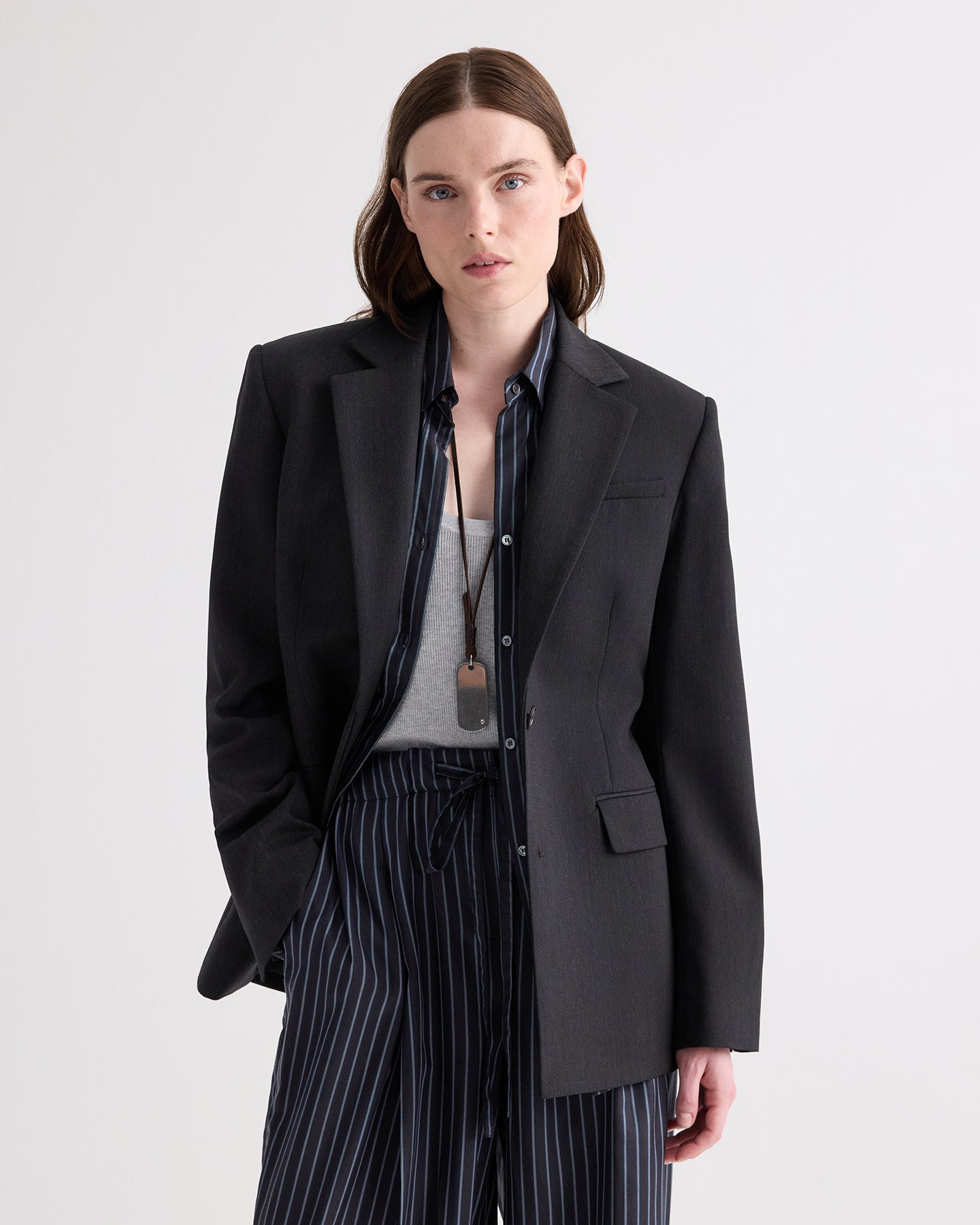 TWP Smoke Notched Sloped Blazer in Italian Wool Twill view 1