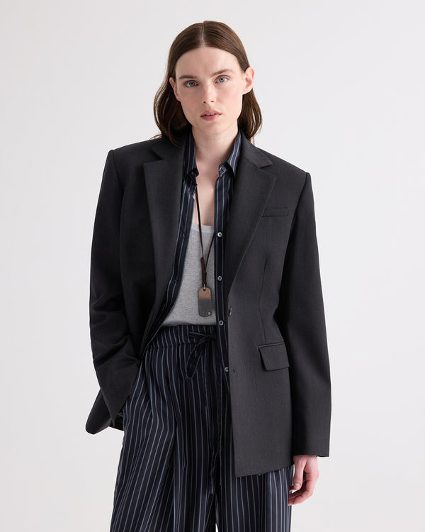 TWP Smoke Notched Sloped Blazer in Italian Wool Twill view 1