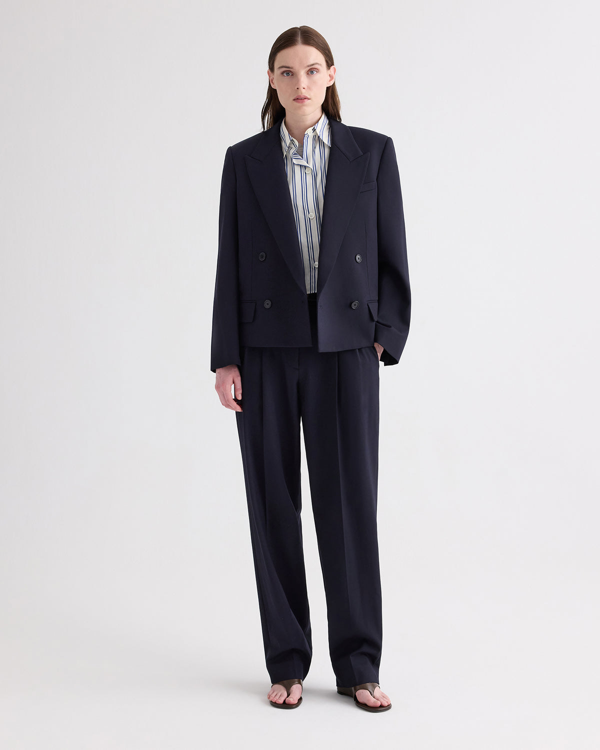 TWP Midnight Cropped Harper Blazer in Italian Wool Twill view 3