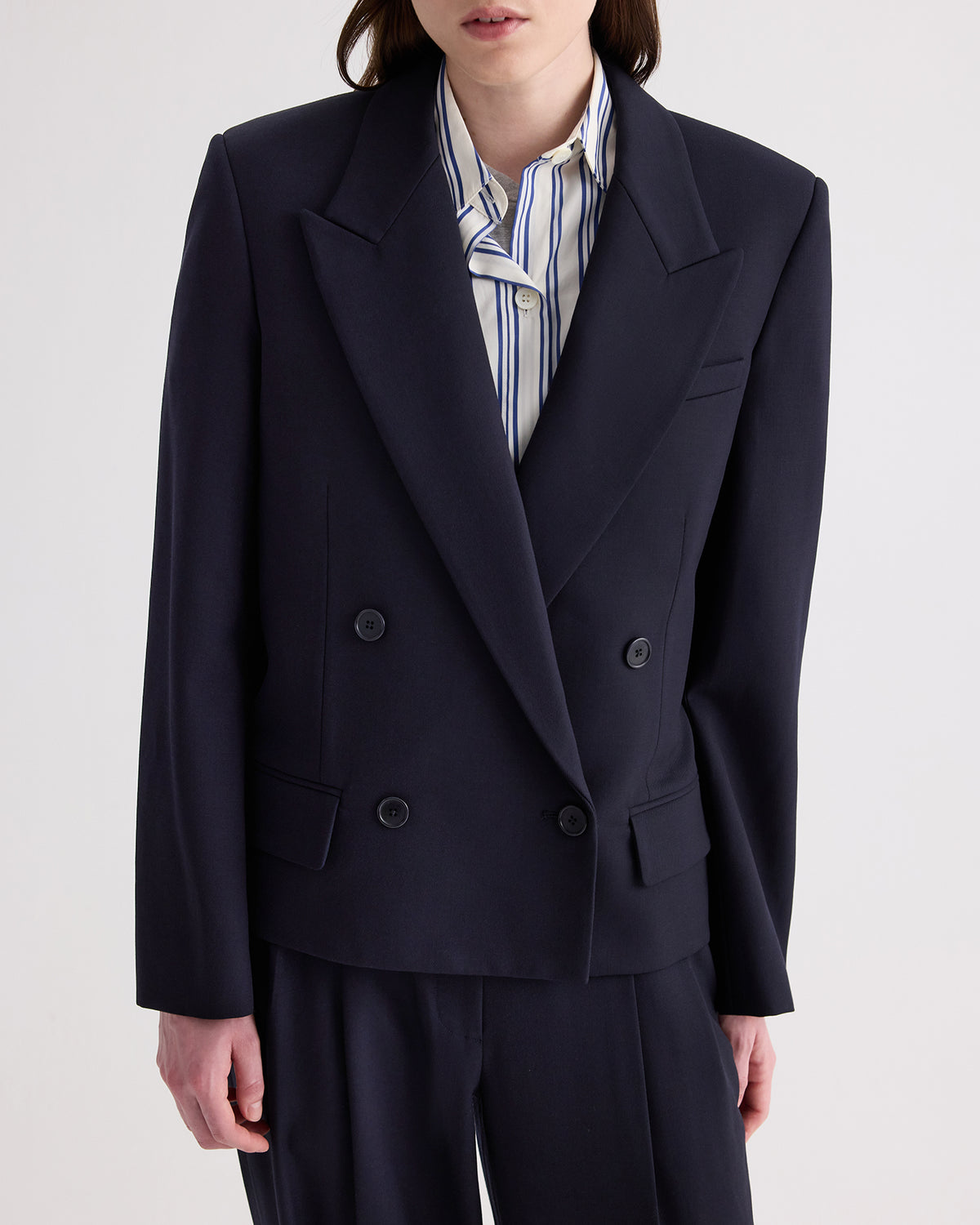 TWP Midnight Cropped Harper Blazer in Italian Wool Twill view 2