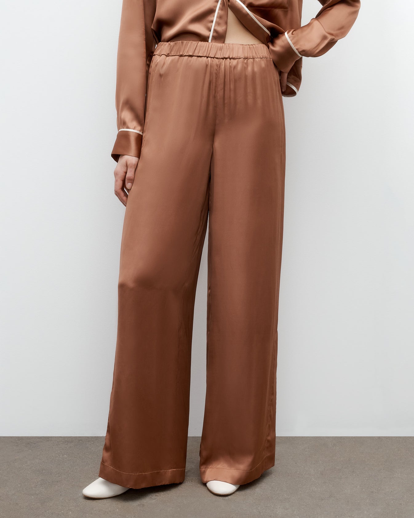 TWP Argan oil Eve PJ Pant in Shiny Satin view 2