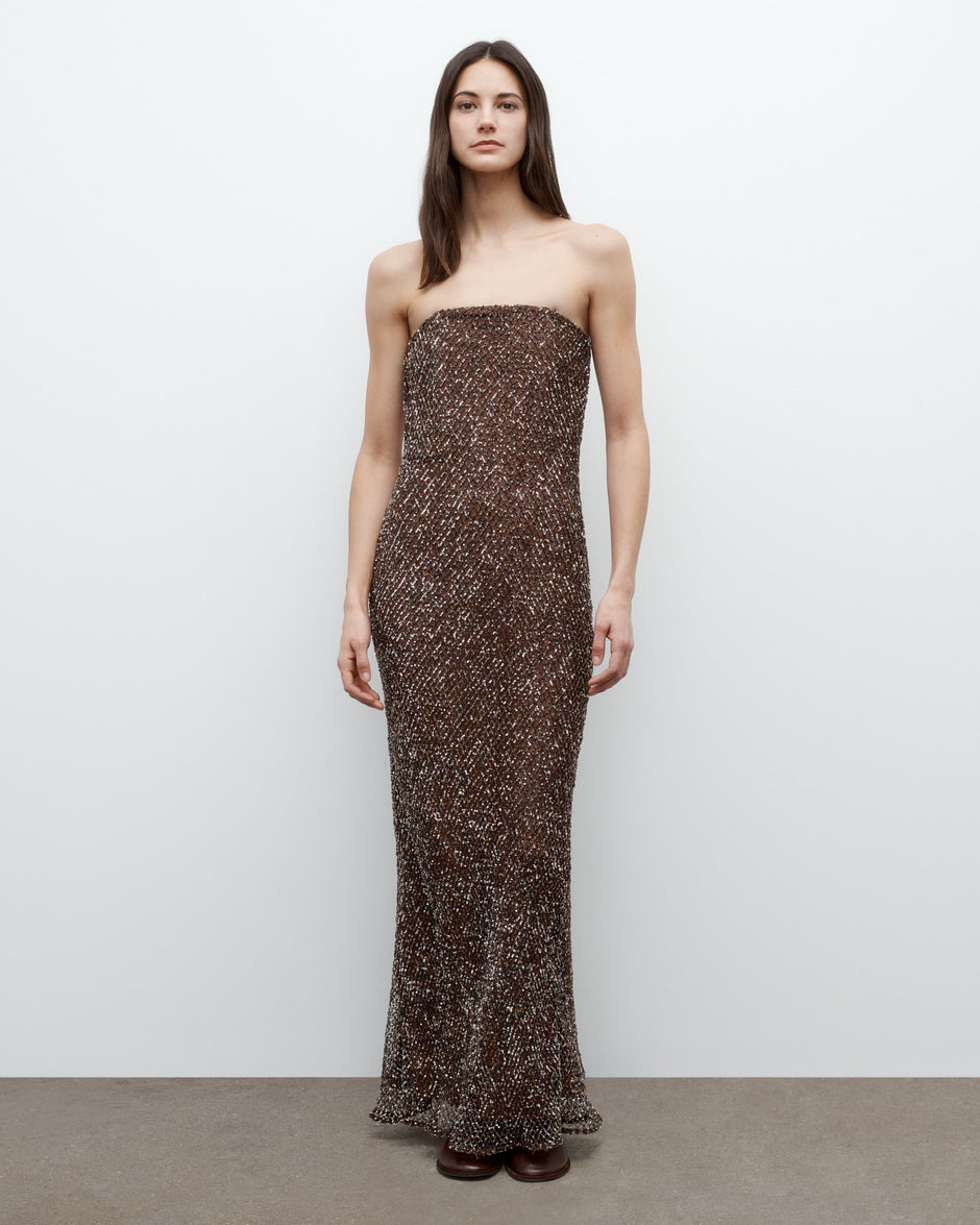 TWP Gold Carolyn&#39;s Gown with Sequins on Netting view 1