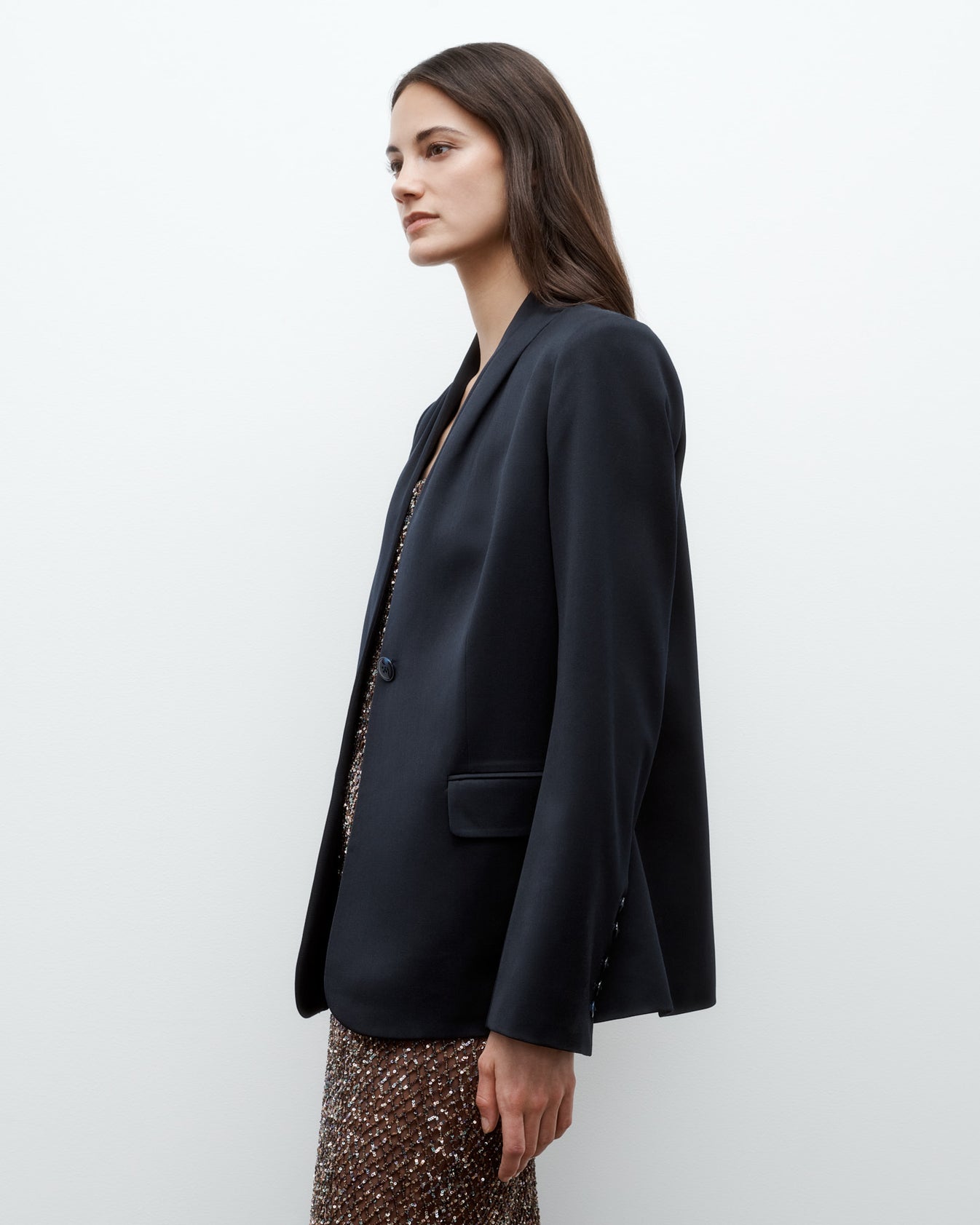 TWP Midnight New Dinner Jacket in Satin Faced Wool Suiting view 3