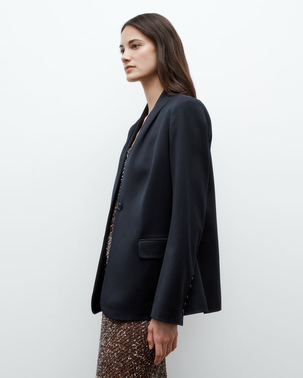 TWP Midnight New Dinner Jacket in Satin Faced Wool Suiting view 3