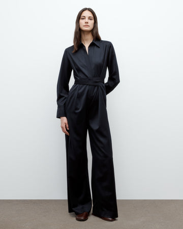 TWP Midnight All Night Long Jumpsuit in Satin Faced Wool Suiting view 2