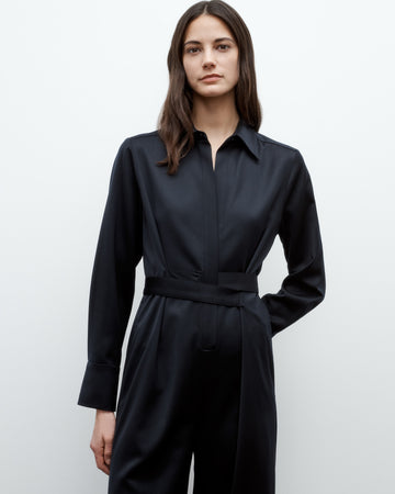 TWP Midnight All Night Long Jumpsuit in Satin Faced Wool Suiting view 3