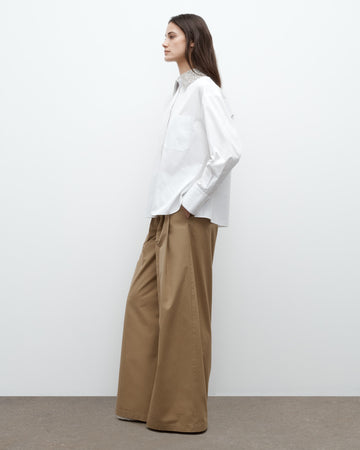 TWP White E.B. Shirt with Crystal Collar in Super Compact Poplin view 4