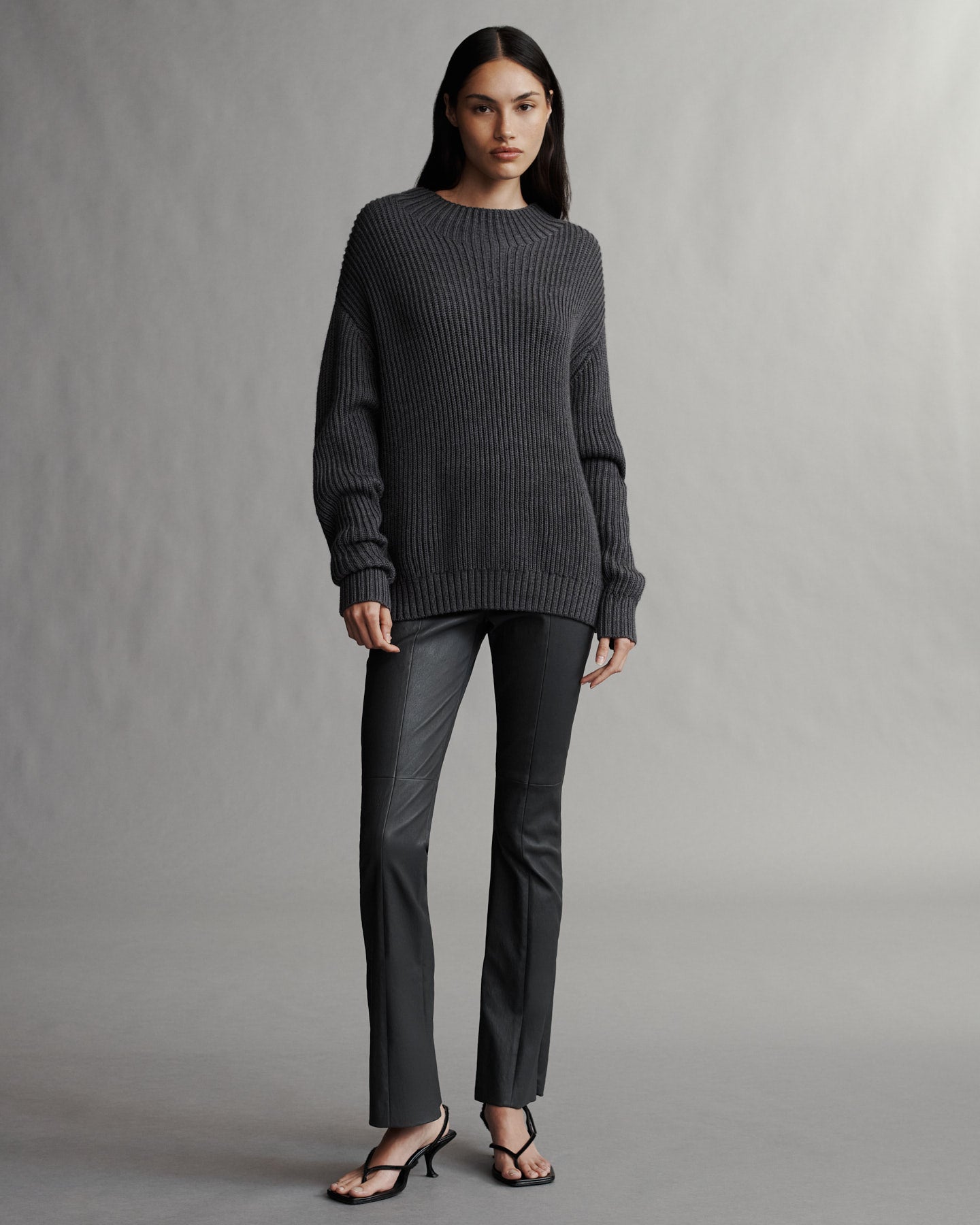 TWP Black oyster Skinny Love Pant in Stretch Leather view 1