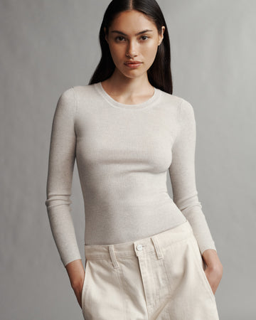 TWP White heather grey Knit Crewneck in Merino Wool view 2