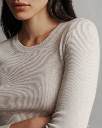 TWP White heather grey Knit Crewneck in Merino Wool view 3