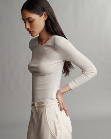 TWP White heather grey Knit Crewneck in Merino Wool view 4