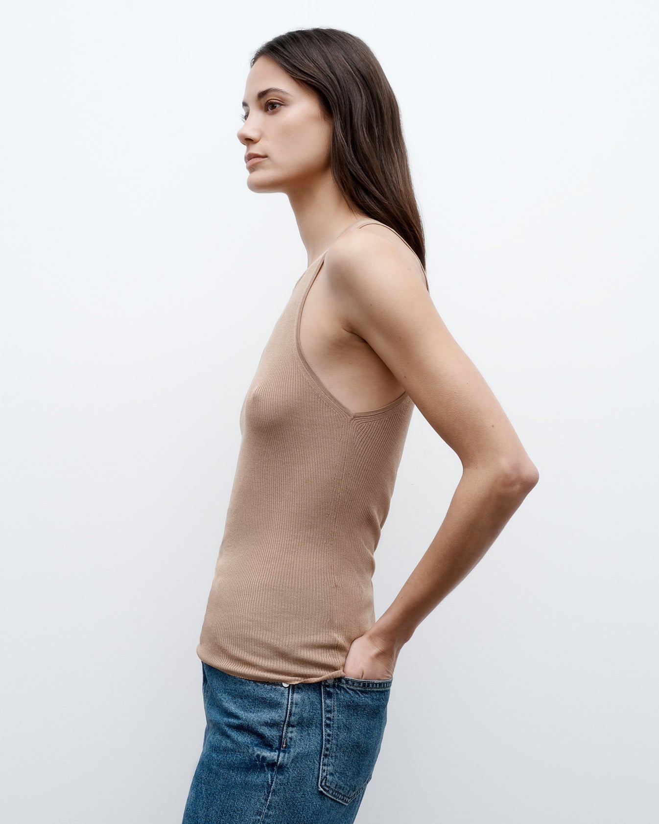 TWP Camel Harbor Tank in Viscose Silk view 3