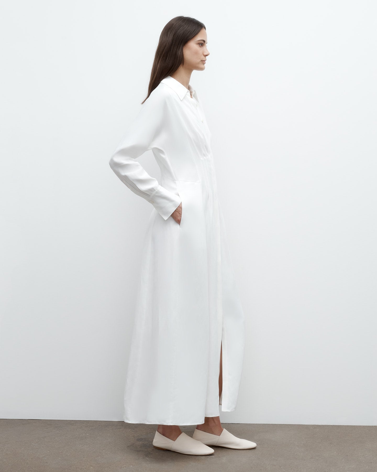 TWP White Main Street After Midnight Dress in Coated Viscose Linen view 3