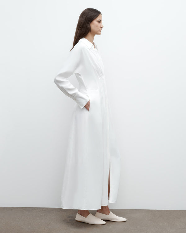 TWP White Main Street After Midnight Dress in Coated Viscose Linen view 3