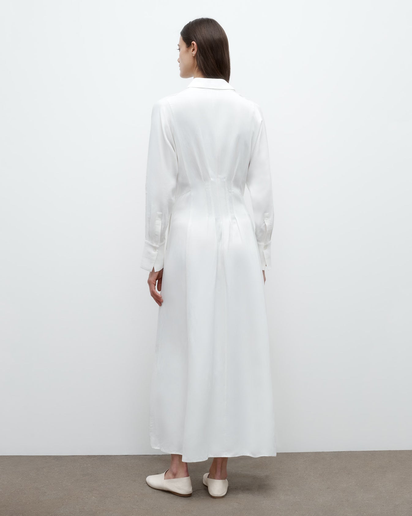 TWP White Main Street After Midnight Dress in Coated Viscose Linen view 4