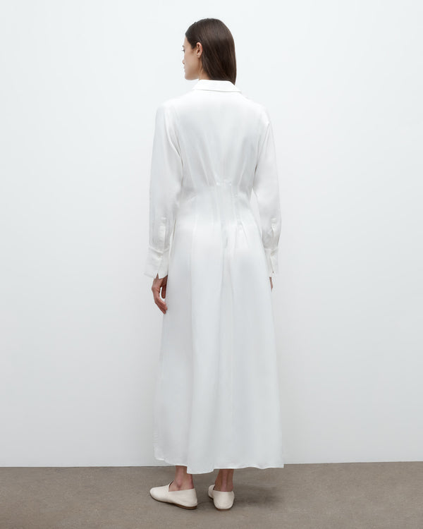 TWP White Main Street After Midnight Dress in Coated Viscose Linen view 4
