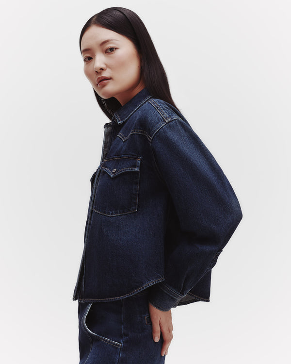 TWP Dark wash Cropped OG Shirt in Denim view 1