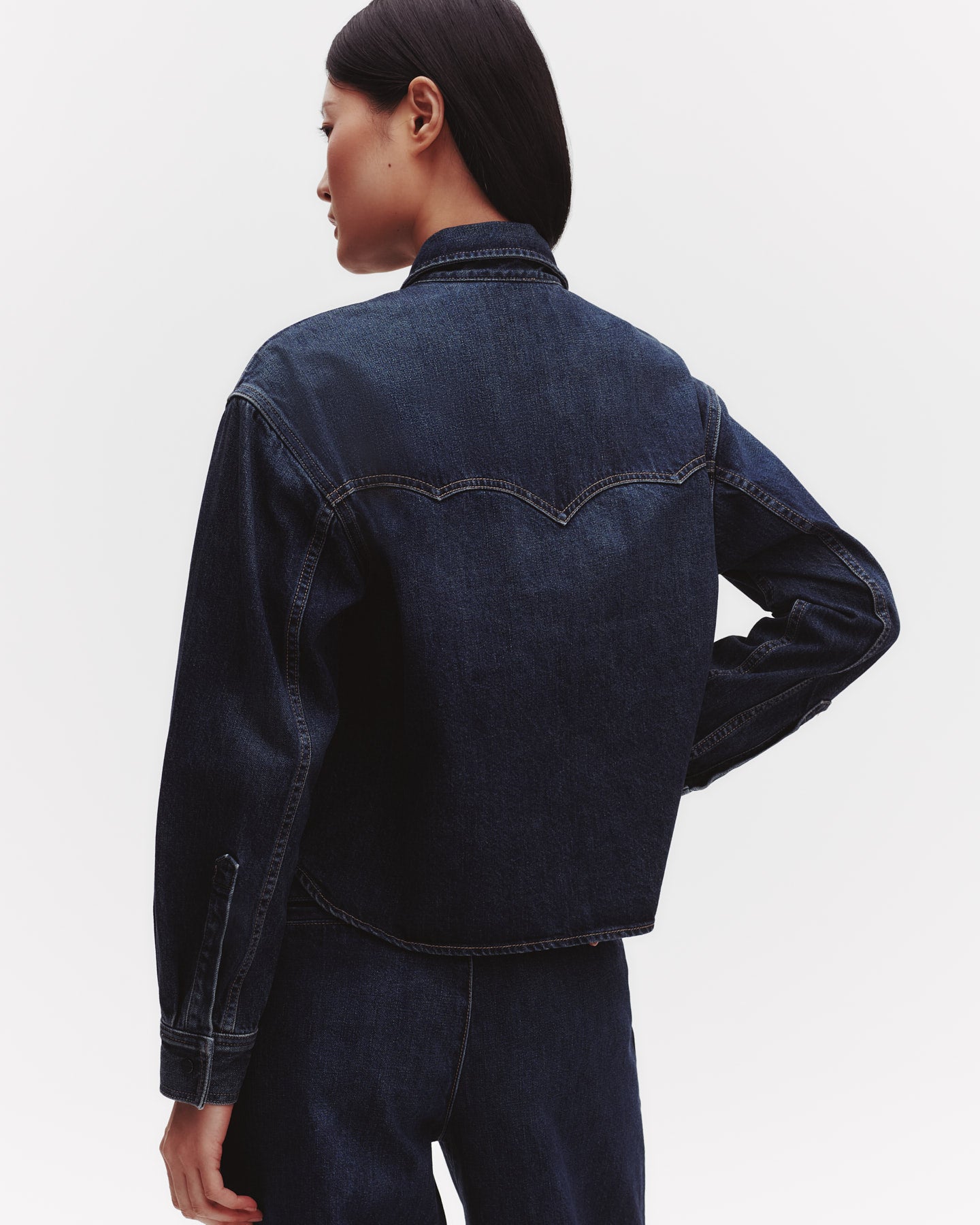 TWP Dark wash Cropped OG Shirt in Denim view 4